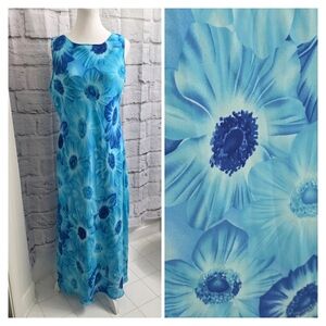 Ronni Nicole "Vintage" Blue Floral Maxi Dress Size 12